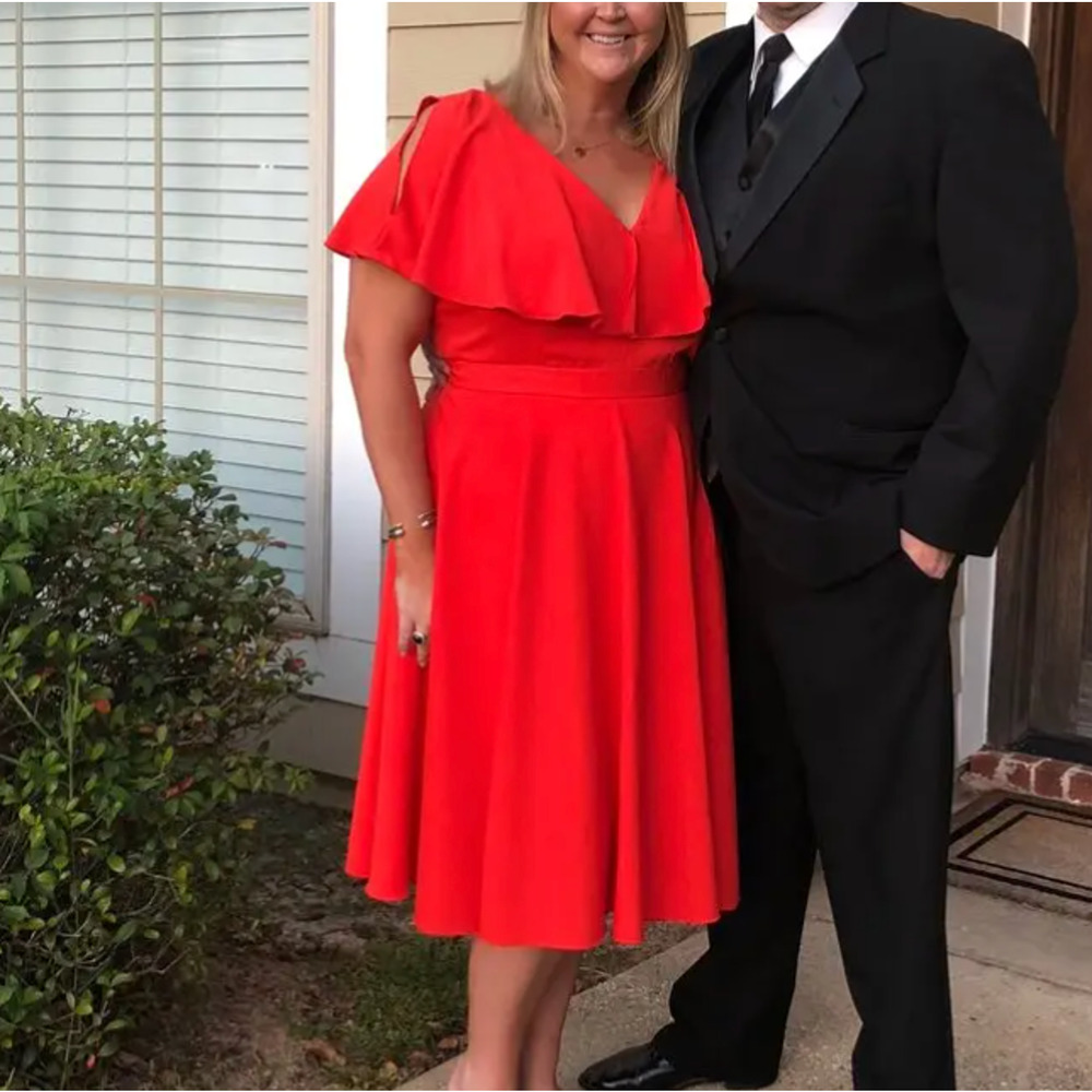 Jay Godfrey Orange Party Dress Size 18 Fit & Flare Party Wedding Romantic $437 - Picture 8 of 14